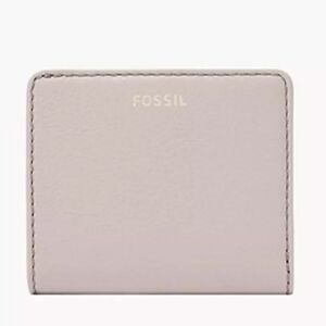 FOSSIL Women's Madison Leather Bifold Small ID Wallet Pockets Gray Graystone NEW